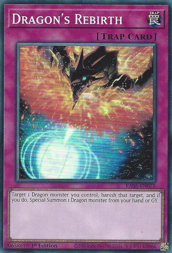Dragon's Rebirth RA05-EN078 card from Rarity Collection 5