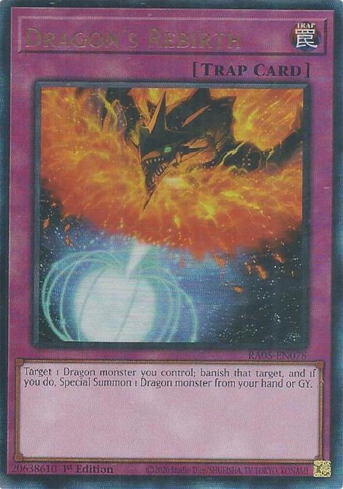 Dragon's Rebirth (PUR) RA05-EN078 card from Rarity Collection 5