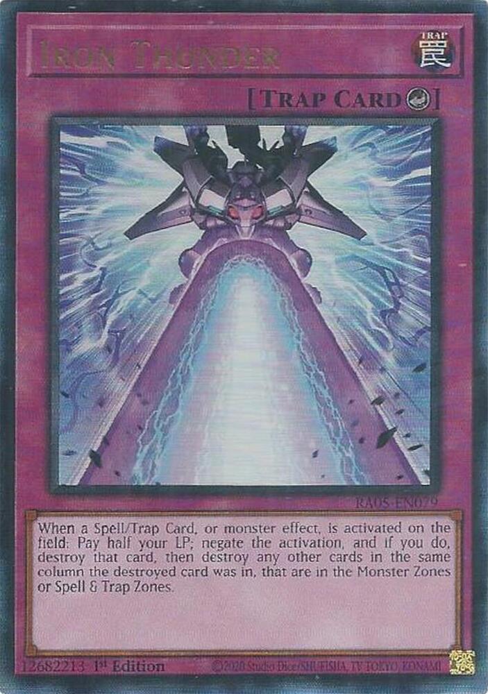 Iron Thunder (PUR) RA05-EN079 card from Rarity Collection 5