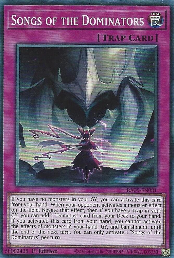 Songs of the Dominators RA05-EN081 card from Rarity Collection 5