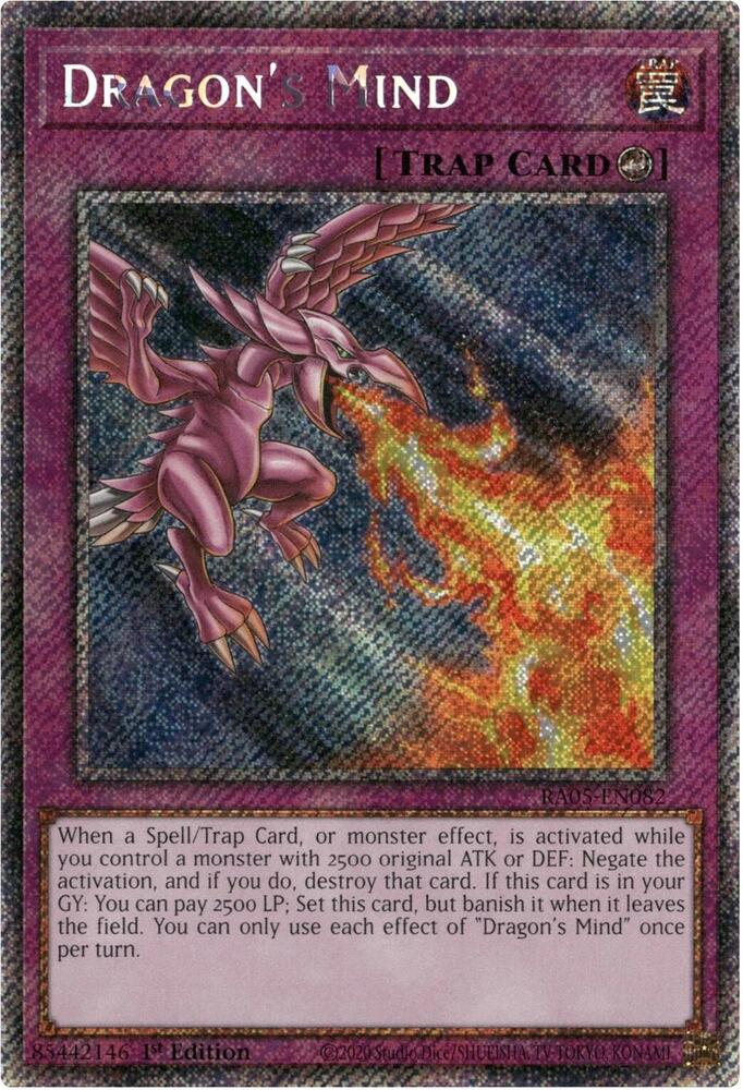 Dragon's Mind (Platinum Secret Rare) RA05-EN082 card from Rarity Collection 5