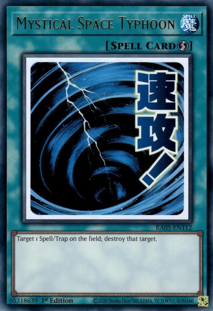 Mystical Space Typhoon RA05-EN112 card from Rarity Collection 5