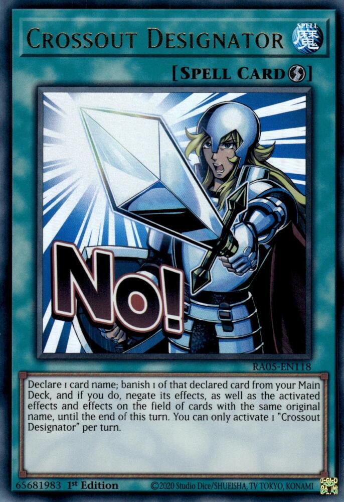Crossout Designator RA05-EN118 card from Rarity Collection 5