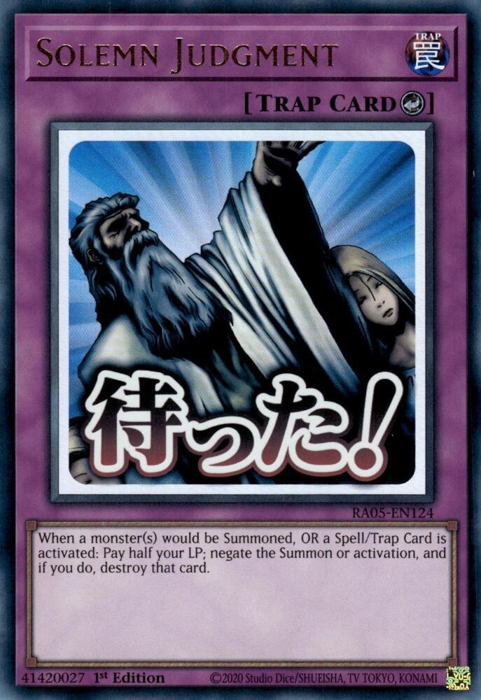 Solemn Judgment RA05-EN124 card from Rarity Collection 5