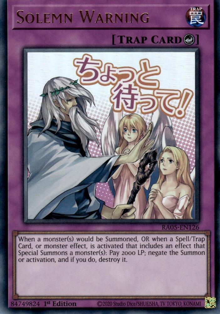 Solemn Warning RA05-EN126 card from Rarity Collection 5