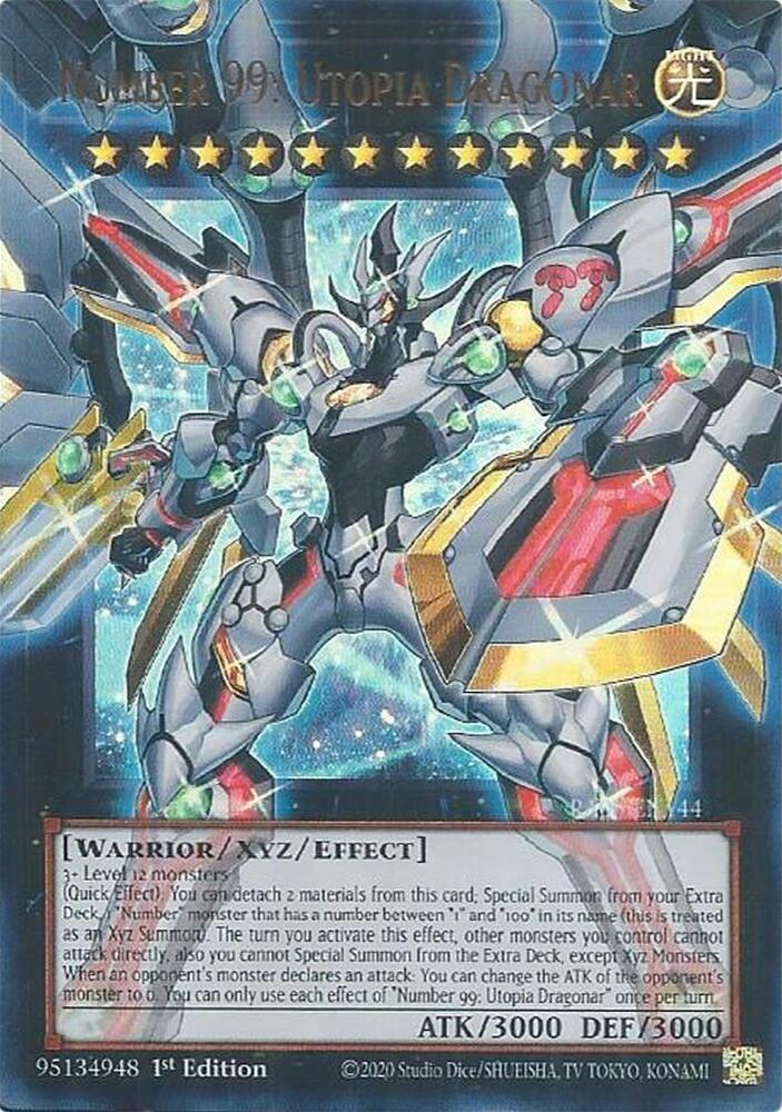 Number 99: Utopia Dragonar RA05-EN144 card from Rarity Collection 5
