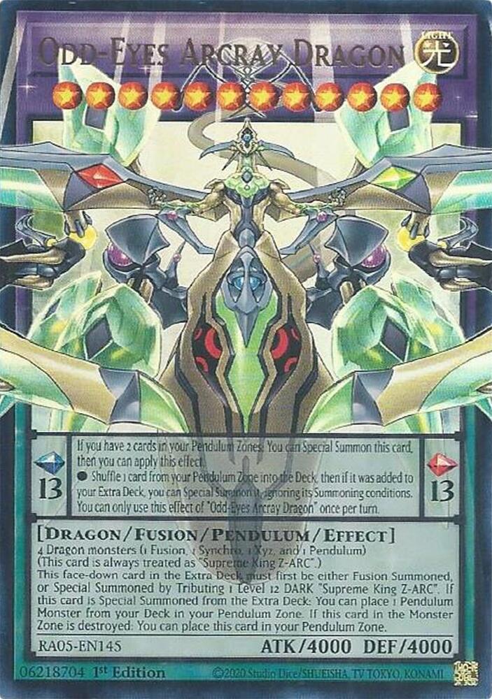 Odd-Eyes Arcray Dragon RA05-EN145 card from Rarity Collection 5