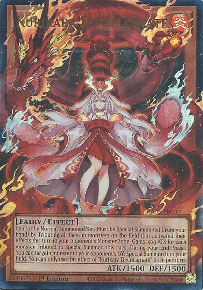 Kurikara Divincarnate RA05-EN147 card from Rarity Collection 5