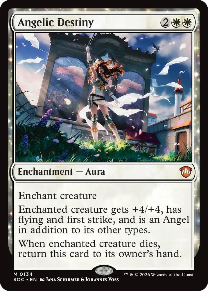 Angelic Destiny 134 card from Commander: Secrets of Strixhaven