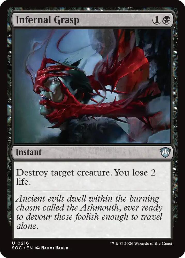 Infernal Grasp 216 card from Commander: Secrets of Strixhaven