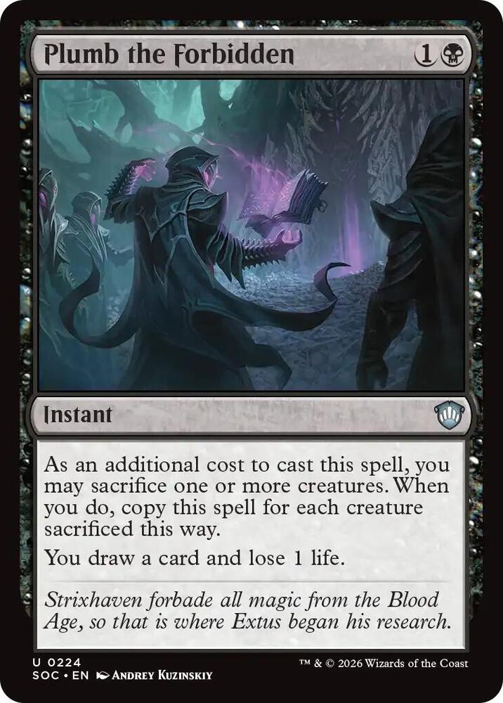 Plumb the Forbidden 224 card from Commander: Secrets of Strixhaven