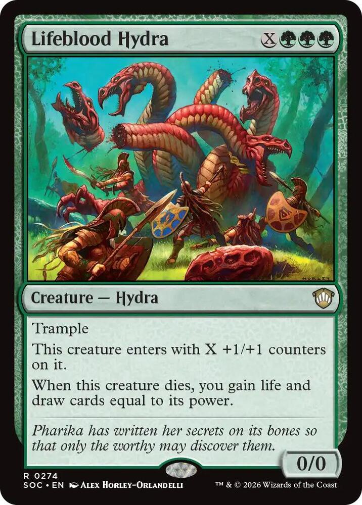 Lifeblood Hydra 274 card from Commander: Secrets of Strixhaven