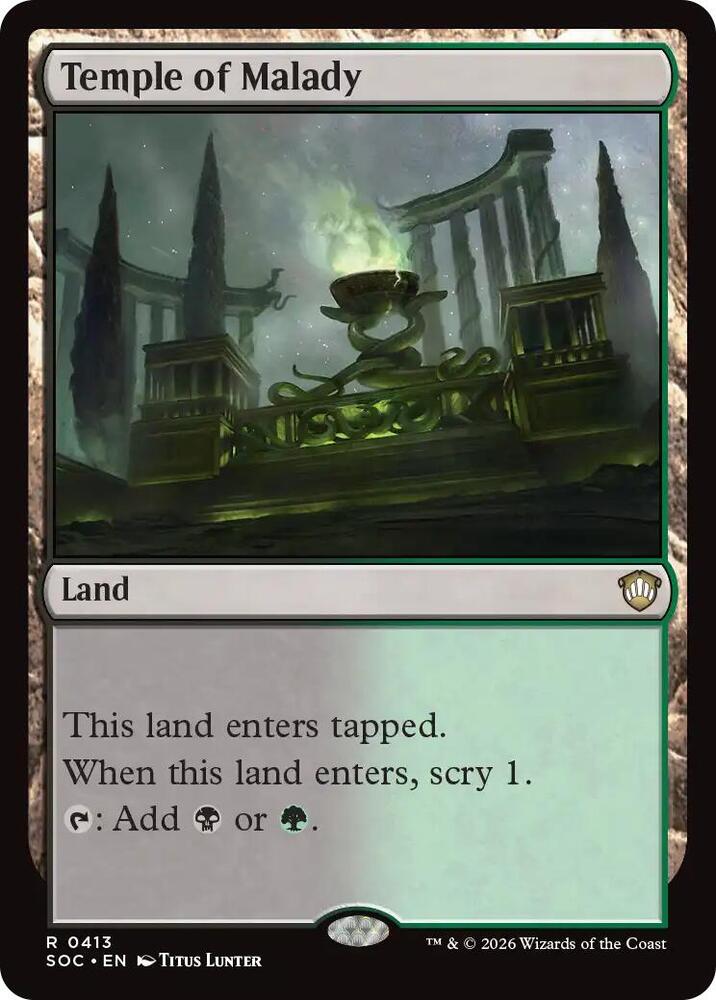 Temple of Malady 413 card from Commander: Secrets of Strixhaven