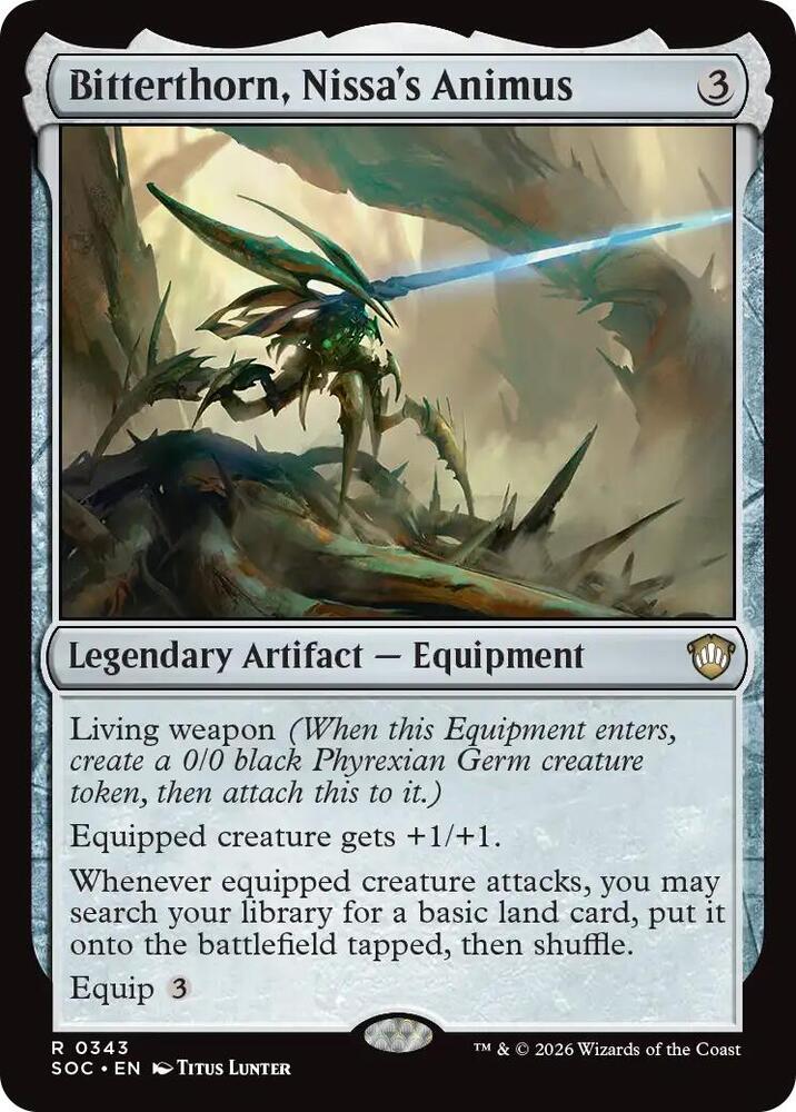 Bitterthorn, Nissa's Animus 343 card from Commander: Secrets of Strixhaven