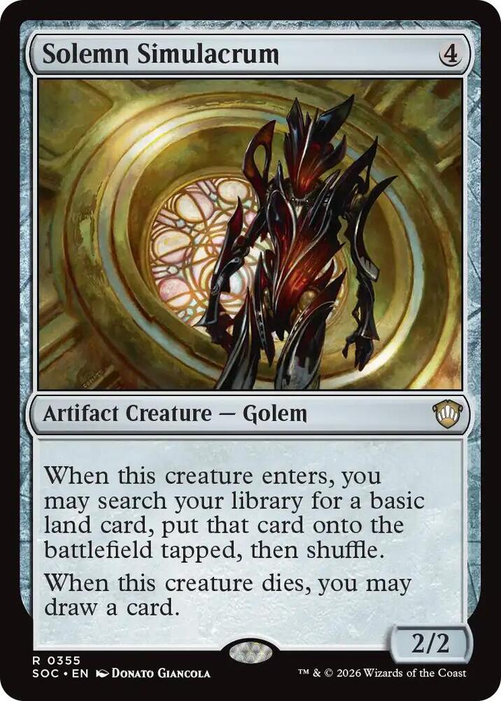Solemn Simulacrum 355 card from Commander: Secrets of Strixhaven