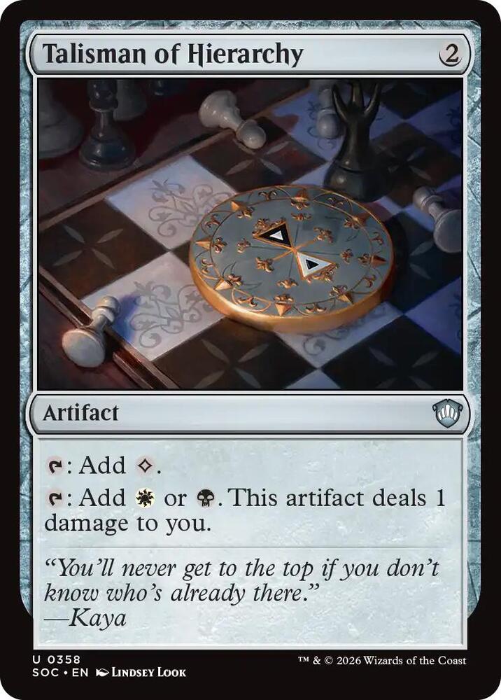 Talisman of Hierarchy 358 card from Commander: Secrets of Strixhaven
