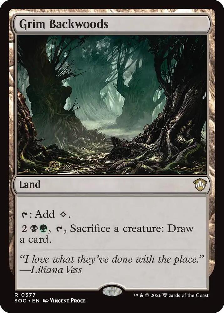 Grim Backwoods 377 card from Commander: Secrets of Strixhaven