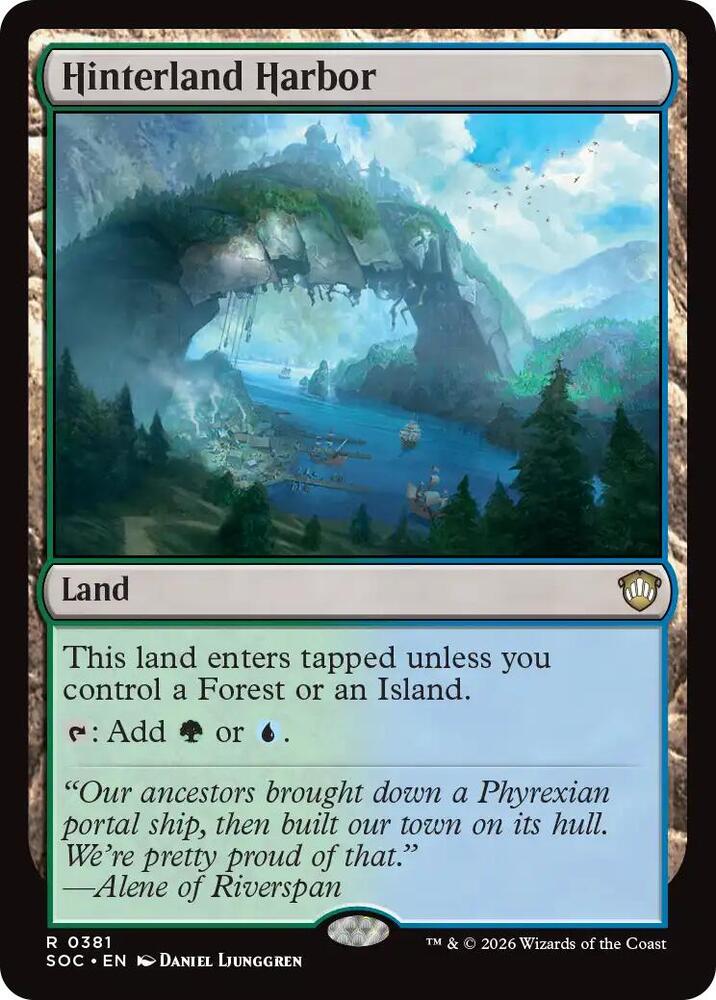 Hinterland Harbor 381 card from Commander: Secrets of Strixhaven