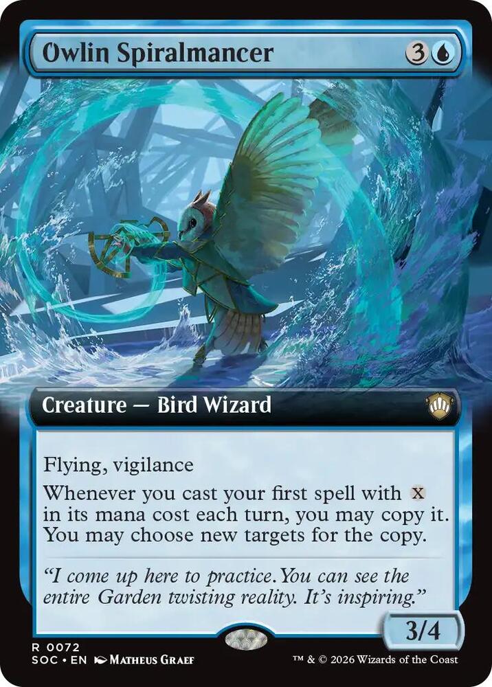 Owlin Spiralmancer (Extended Art) 72 card from Commander: Secrets of Strixhaven