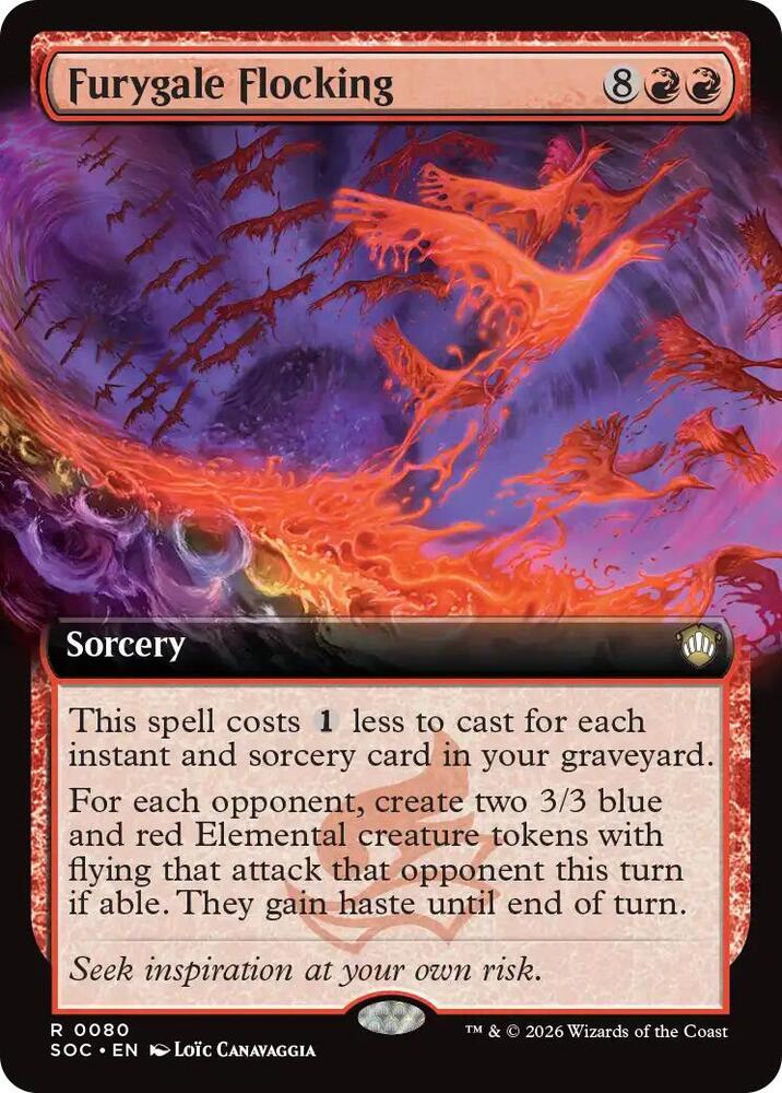 Furygale Flocking (Extended Art) 80 card from Commander: Secrets of Strixhaven