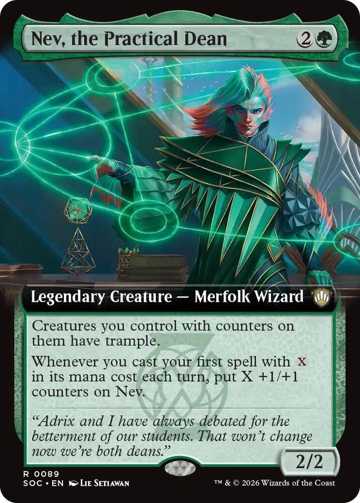 Nev, the Practical Dean (Extended Art) 89 card from Commander: Secrets of Strixhaven