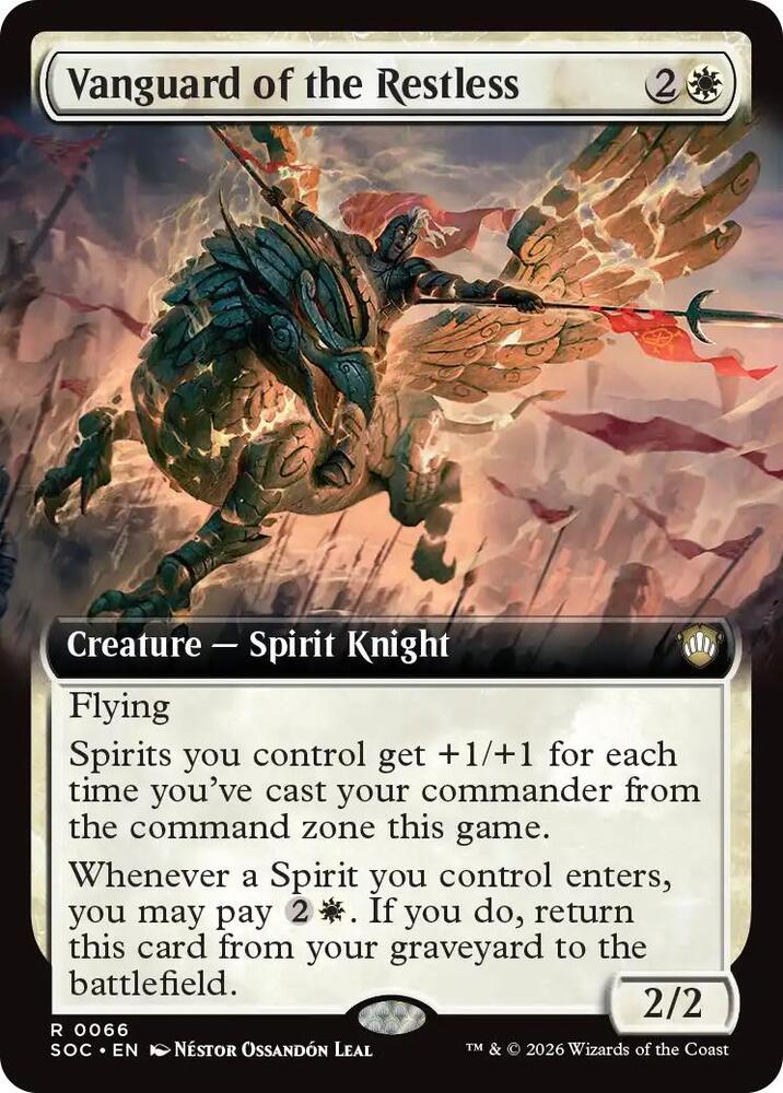 Vanguard of the Restless (Extended Art) 66 card from Commander: Secrets of Strixhaven