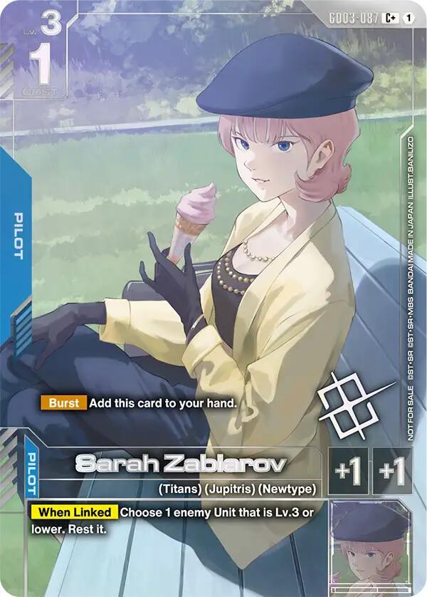Sarah Zabiarov (Store Tournament Winner Pack 04) GD03-087 card from Gundam Promotional Cards