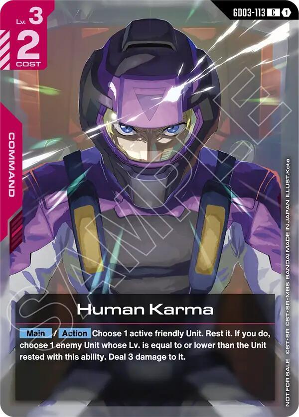 Human Karma (Store Tournament Participant Pack 04) GD03-113 card from Gundam Promotional Cards