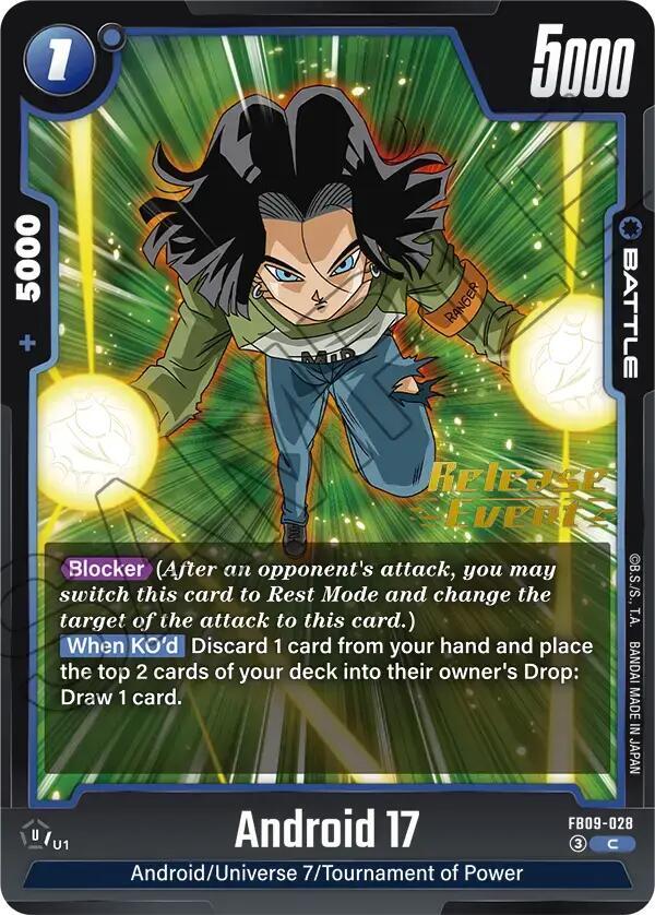 Android 17 FB09-028 card from Dual Evolution Release Event Cards