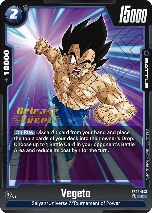 Vegeta FB09-043 card from Dual Evolution Release Event Cards