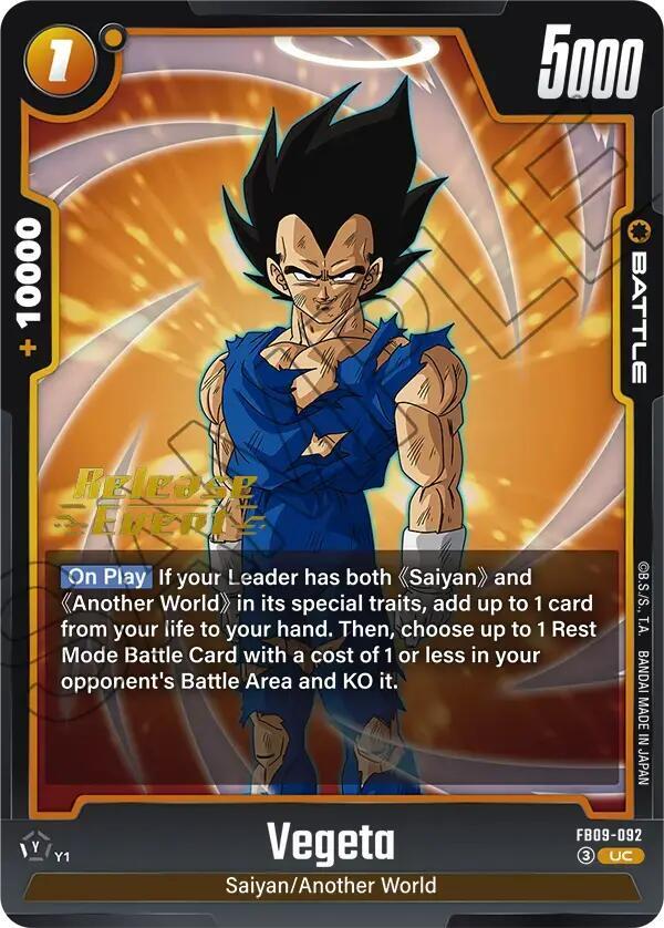 Vegeta FB09-092 card from Dual Evolution Release Event Cards