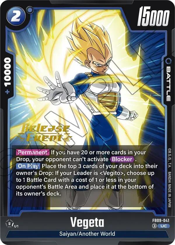 Vegeta FB09-041 card from Dual Evolution Release Event Cards