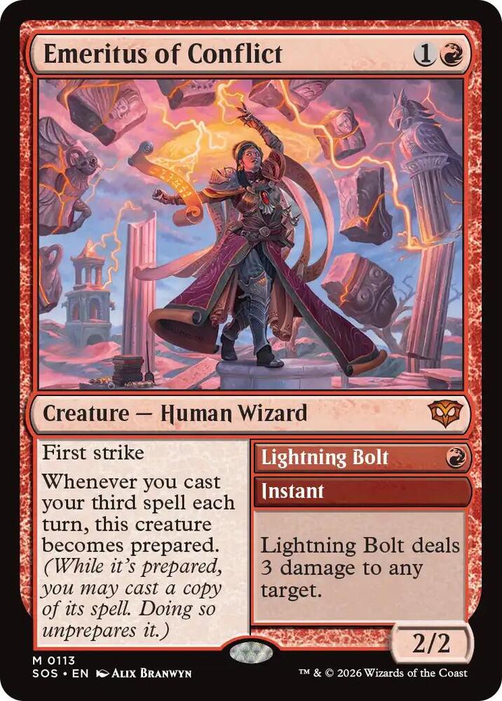 Emeritus of Conflict 113 card from Secrets of Strixhaven