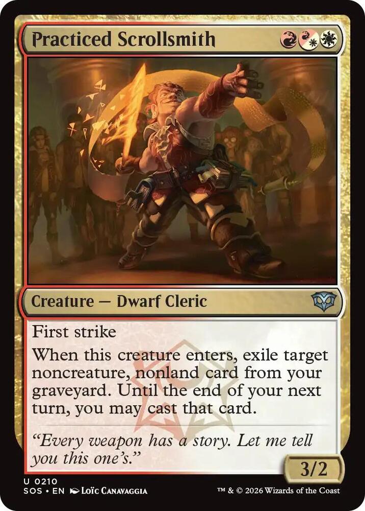 Practiced Scrollsmith 210 card from Secrets of Strixhaven