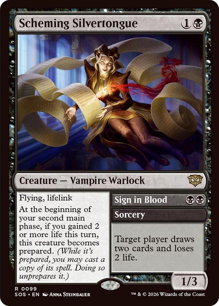 Scheming Silvertongue 99 card from Secrets of Strixhaven