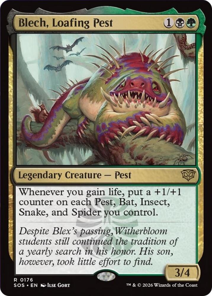 Blech, Loafing Pest 176 card from Secrets of Strixhaven