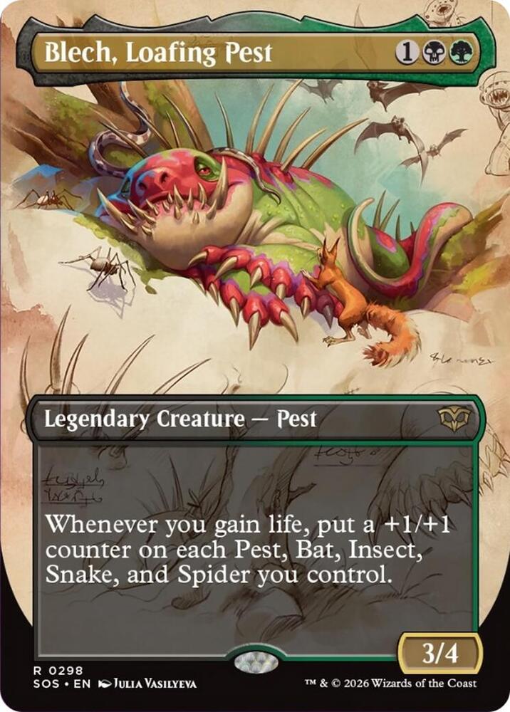 Blech, Loafing Pest (Borderless) 298 card from Secrets of Strixhaven