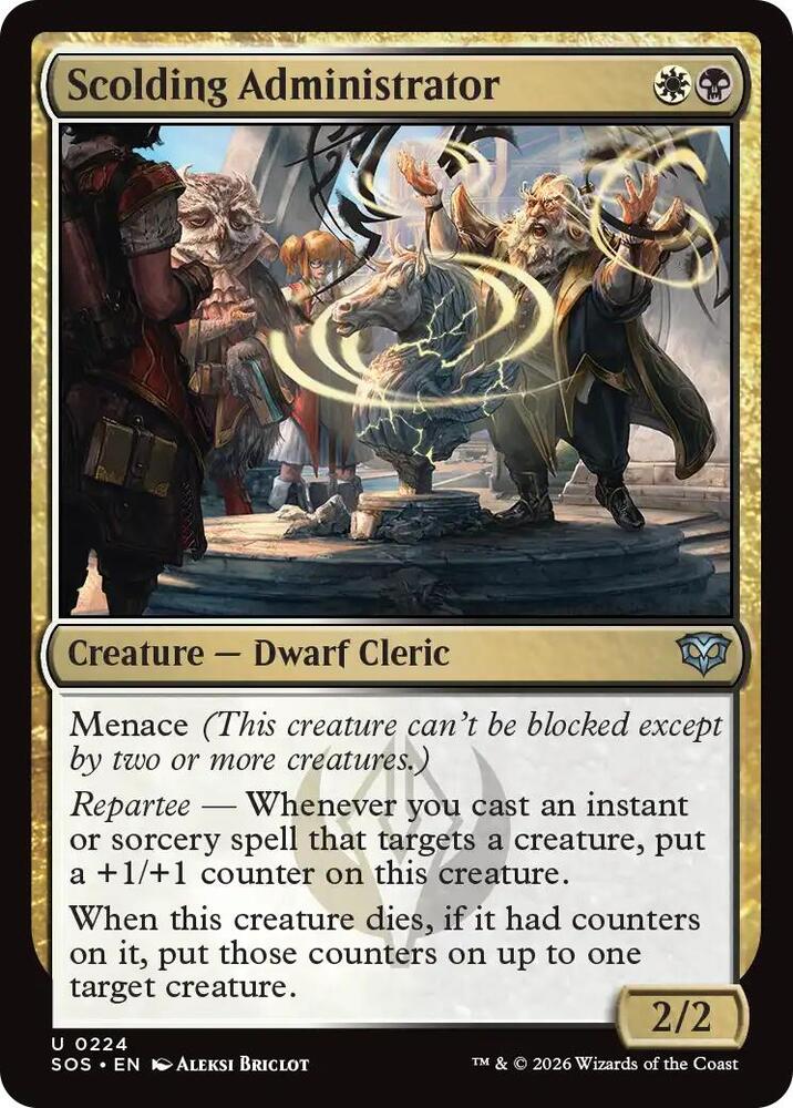 Scolding Administrator 224 card from Secrets of Strixhaven