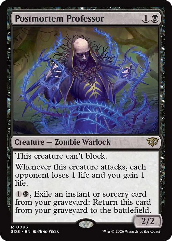 Postmortem Professor 93 card from Secrets of Strixhaven