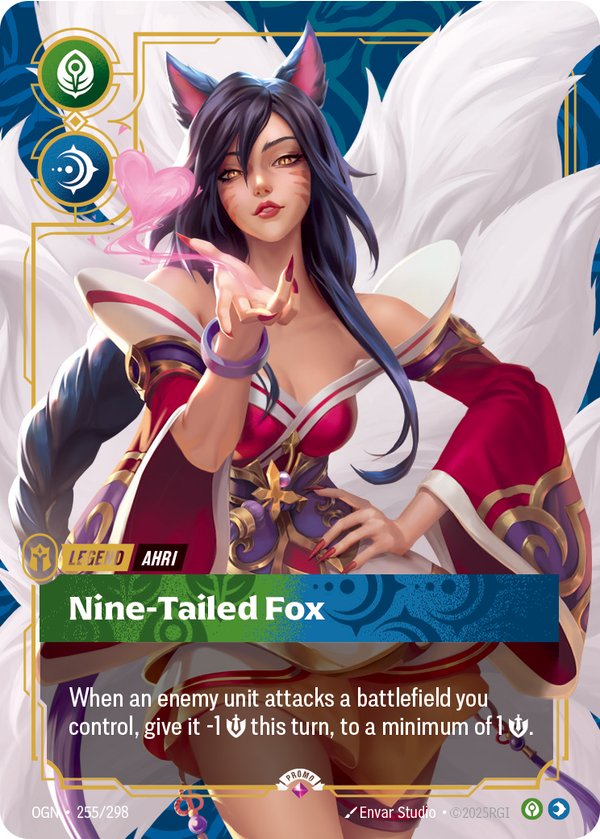 Ahri - Nine-Tailed Fox (Metal) (Prize Wall) 255/298 card from Riftbound Organized Play Promotional Cards