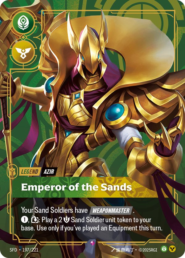 Azir - Emperor of the Sands (Metal) (Prize Wall) 197/221 card from Riftbound Organized Play Promotional Cards