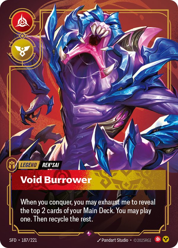 Rek'sai - Void Burrower (Metal) (Prize Wall) 187/221 card from Riftbound Organized Play Promotional Cards