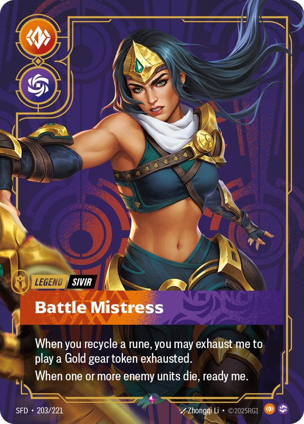 Sivir - Battle Mistress (Metal) (Prize Wall) 203/221 card from Riftbound Organized Play Promotional Cards