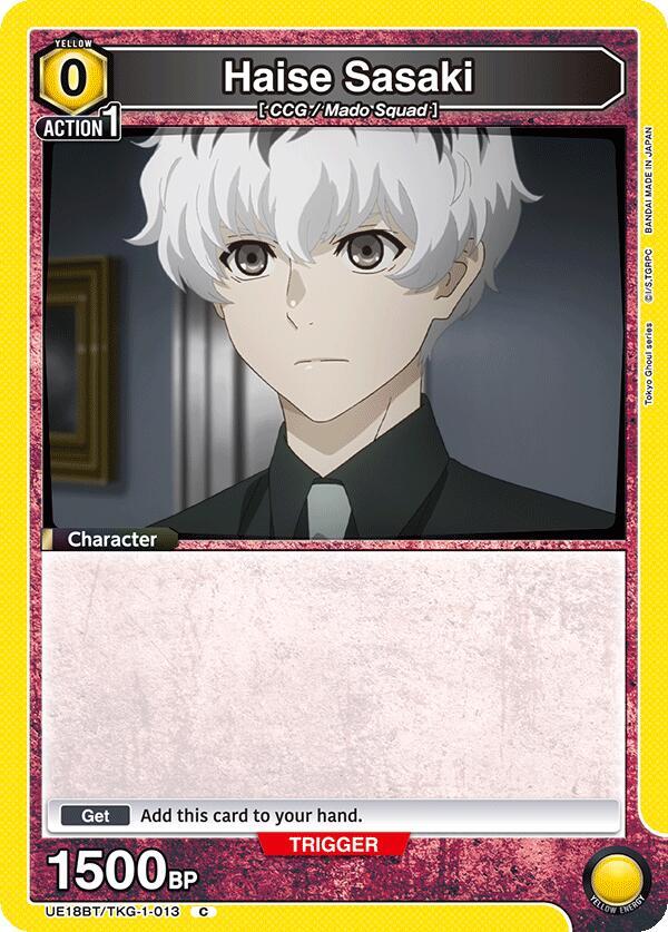 Haise Sasaki UE18BT/TKG-1-013 card from UE18BT: Tokyo Ghoul
