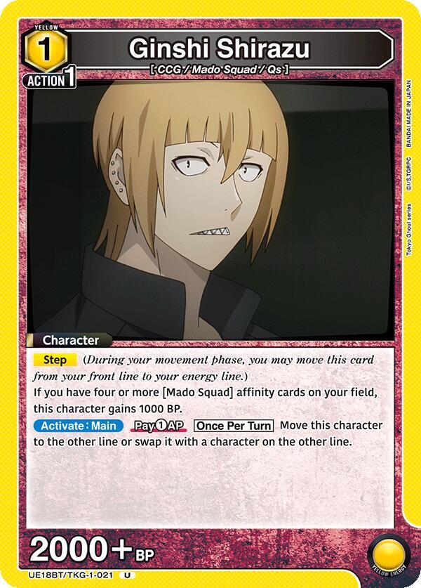 Ginshi Shirazu UE18BT/TKG-1-021 card from UE18BT: Tokyo Ghoul