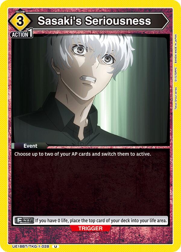 Sasaki's Seriousness UE18BT/TKG-1-028 card from UE18BT: Tokyo Ghoul