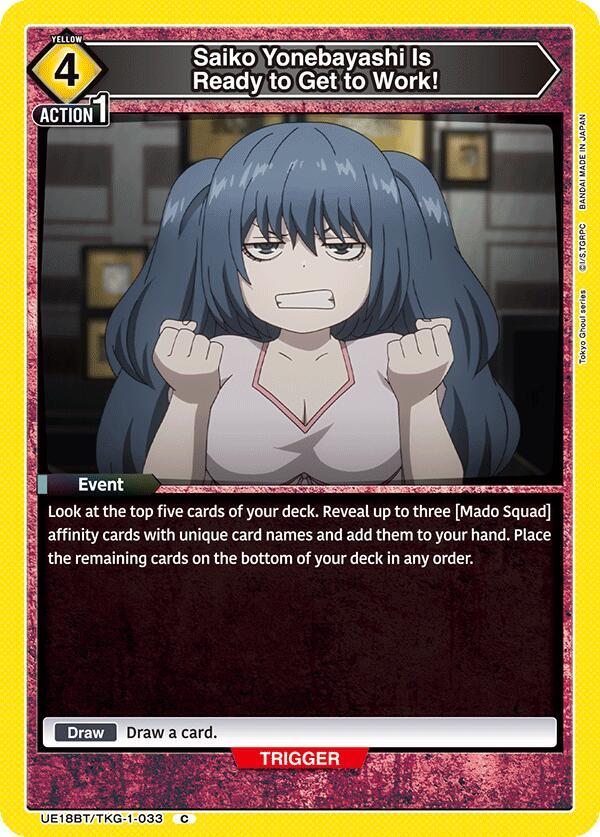 Saiko Yonebayashi Is Ready to Get to Work! UE18BT/TKG-1-033 card from UE18BT: Tokyo Ghoul