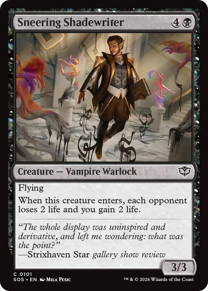 Sneering Shadewriter 101 card from Secrets of Strixhaven