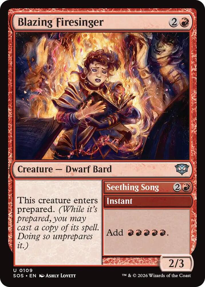 Blazing Firesinger 109 card from Secrets of Strixhaven