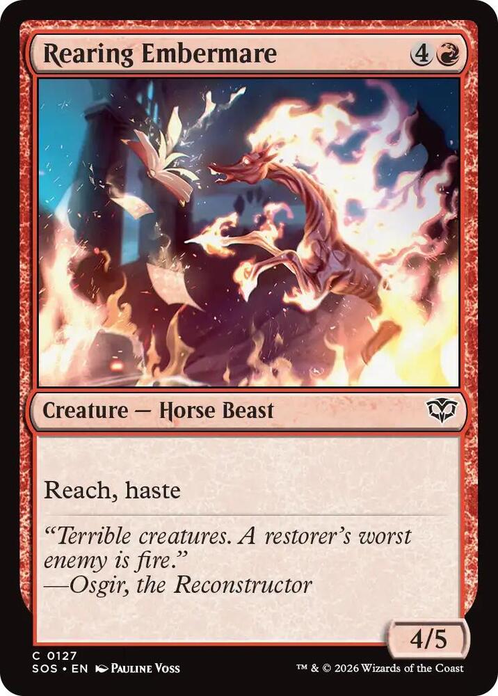 Rearing Embermare 127 card from Secrets of Strixhaven